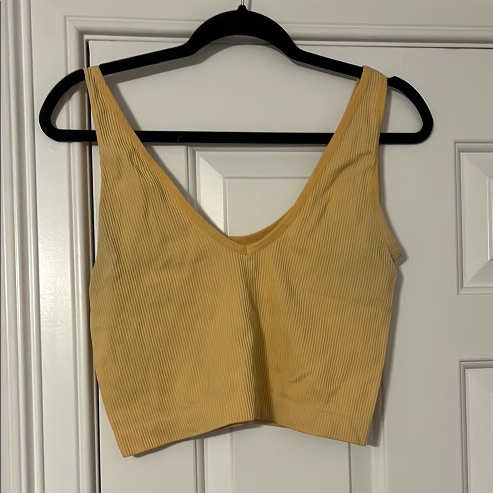 Yellow Ribbed Women's Top